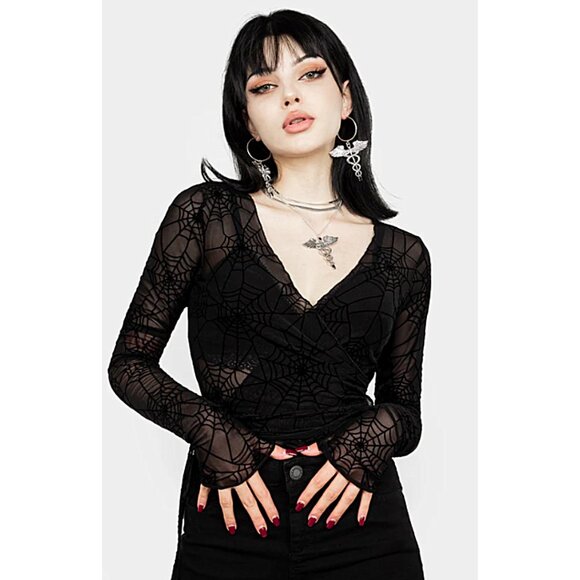 Disturbia Tops - DISTURBIA Venom spiderweb mesh top NWT